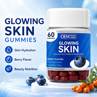 OEM Marque Privée Gummies Collagène Acide Hyaluronique Argousier Biotine Saveur Fruits Rouges Peau Éclatante 60