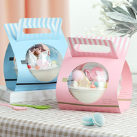 Boîte d'emballage boule de mousse transparente, boîte d'emballage pour gâteau de noël, avec poignée en papier personnalisés