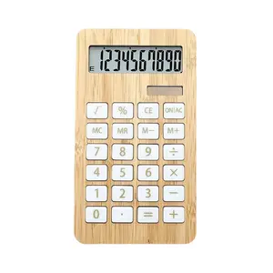 Copllent 10 Bit Electronic Calculator Wood Faced Solar Calculator Portable Digital Calculator Student Business Gift