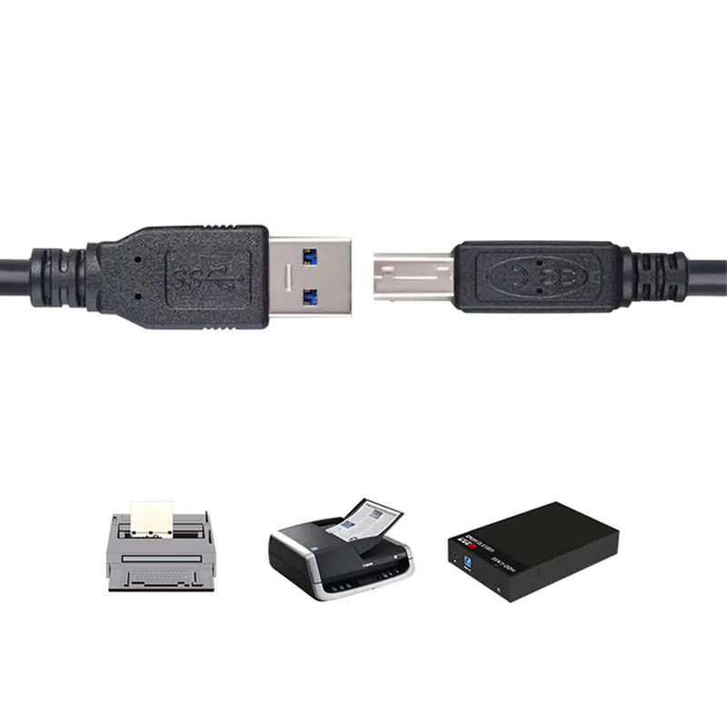 Toptan fiyat ucuz 0.6m siyah yüksek kalite USB 3.0 yazıcı kablosu tip A erkek tip B erkek USB 3.0 kablosu yazıcı için
