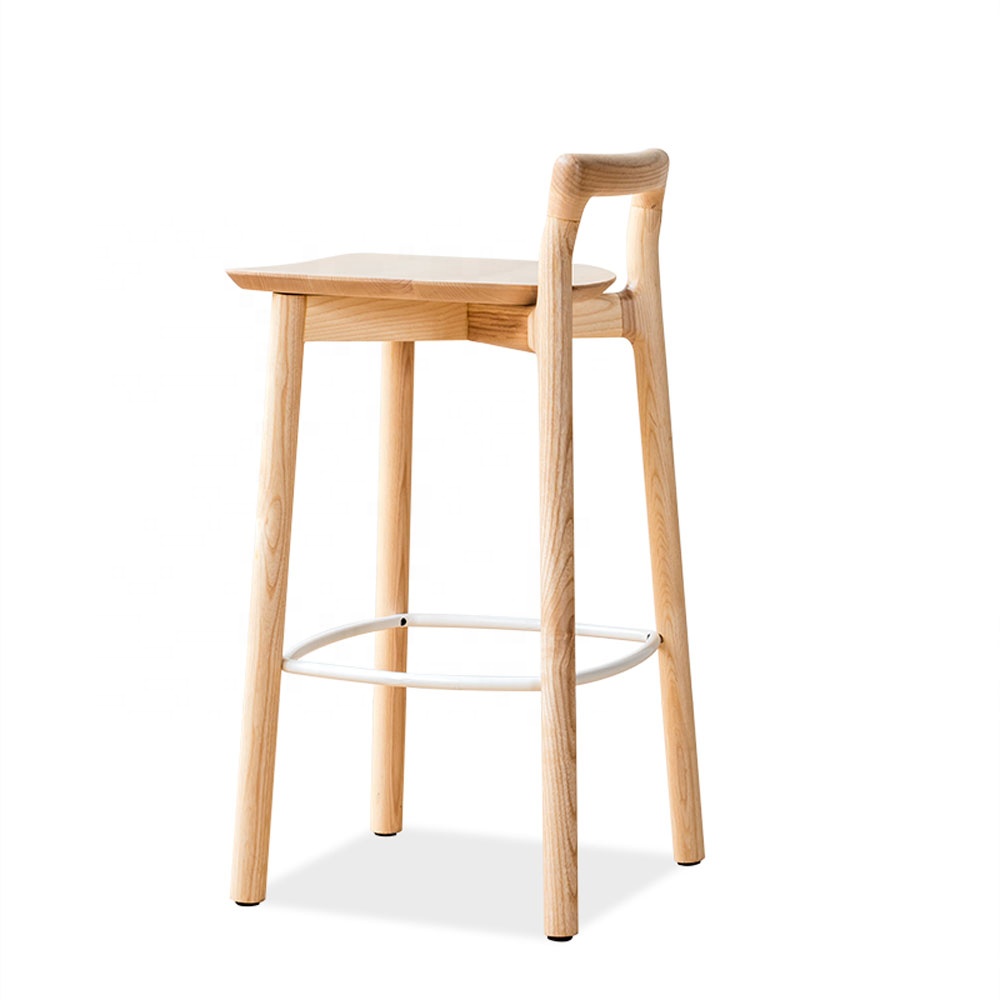 Wholesale Modern Luxury Wooden Bar stool Solid Wood And Steel Bar Chairs With Backrest