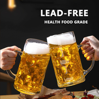 Vente en gros classique personnalisé de 17/40oz, chopes à bière épaisses et incassables, chopes en verre pour boissons gazeuses, tasse en verre à bière avec poignée