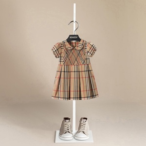 BEMIDJI Robe d'été vintage à carreaux en coton respirant pour bébés filles, à manches courtes, col rabattu, style <span class=keywords><strong>princesse</strong></span>, <span class=keywords><strong>Europe</strong></span> - Product Image 1