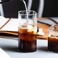 Lot de verres carrés en verre transparent de haute qualité, style américain, 250 ml/400 ml, pour lait, café, jus et autres boissons