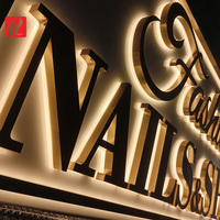 Lettres de canal rétroéclairées en acier inoxydable doré sur mesure de haute qualité LED effet Halo signes écologiques entreprises hôpitaux