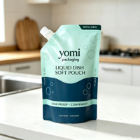 Pochettes Doypack avec bec verseur 250ml 500ml 650ml pour recharge de liquide vaisselle et savon pour les mains
