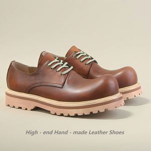 Nouvelles Chaussures en Cuir pour Hommes Printemps 2026 – Derby Décontractées Haut de Gamme en Cuir Véritable à Bout Épais, Tendance et Élégantes - Product Image 3
