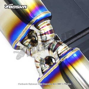 Échappement Catback de Luxe Personnalisé pour Porsche 911 997.1 Turbo 3.6T 2004-2007 Boska Racing en Titane Poli Miroir avec Valve - Product Image 2