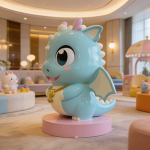 Sculpture de <span class=keywords><strong>dragon</strong></span> <span class=keywords><strong>chinois</strong></span> en fibre de verre personnalisée, peinte à la main, dorée, grande mascotte de <span class=keywords><strong>dessin</strong></span> animé, avec structure en acier résistante aux intempéries pour centre commercial - Product Image 2