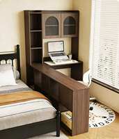 Ensemble bureau d'angle et bibliothèque personnalisé avec table de chevet, bureau d'ordinateur multifonctionnel pour la chambre à coucher