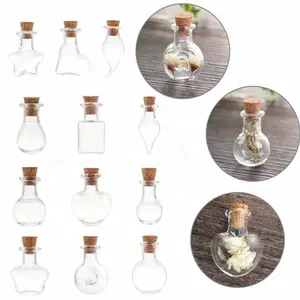 Decorazione domestica bottiglia di desiderio fiale di stoccaggio vuote Mini vasetti di vetro vuoti di vetro trasparente bottiglie di vetro con tappo di sughero