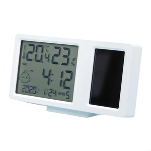 Wholesale Desktop Temperature <b>Humidity</b> <b>Meter</b> with LCD Screen Time Date Week Display Indoor Thermometers Hygrometer Solar Powered - Product Image 1