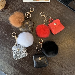 Porte-clés INS en cuir PU avec <span class=keywords><strong>pompon</strong></span>, mini porte-monnaie, breloque pour sac à dos - Product Image 2