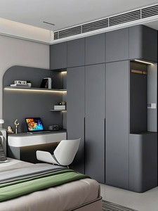 Ensemble de luxe haut de gamme : Armoire et bureau de travail, mobilier de bureau sur mesure avec rangements intégrés <span class=keywords><strong>pour</strong></span> petite chambre d'appartement - Product Image 3