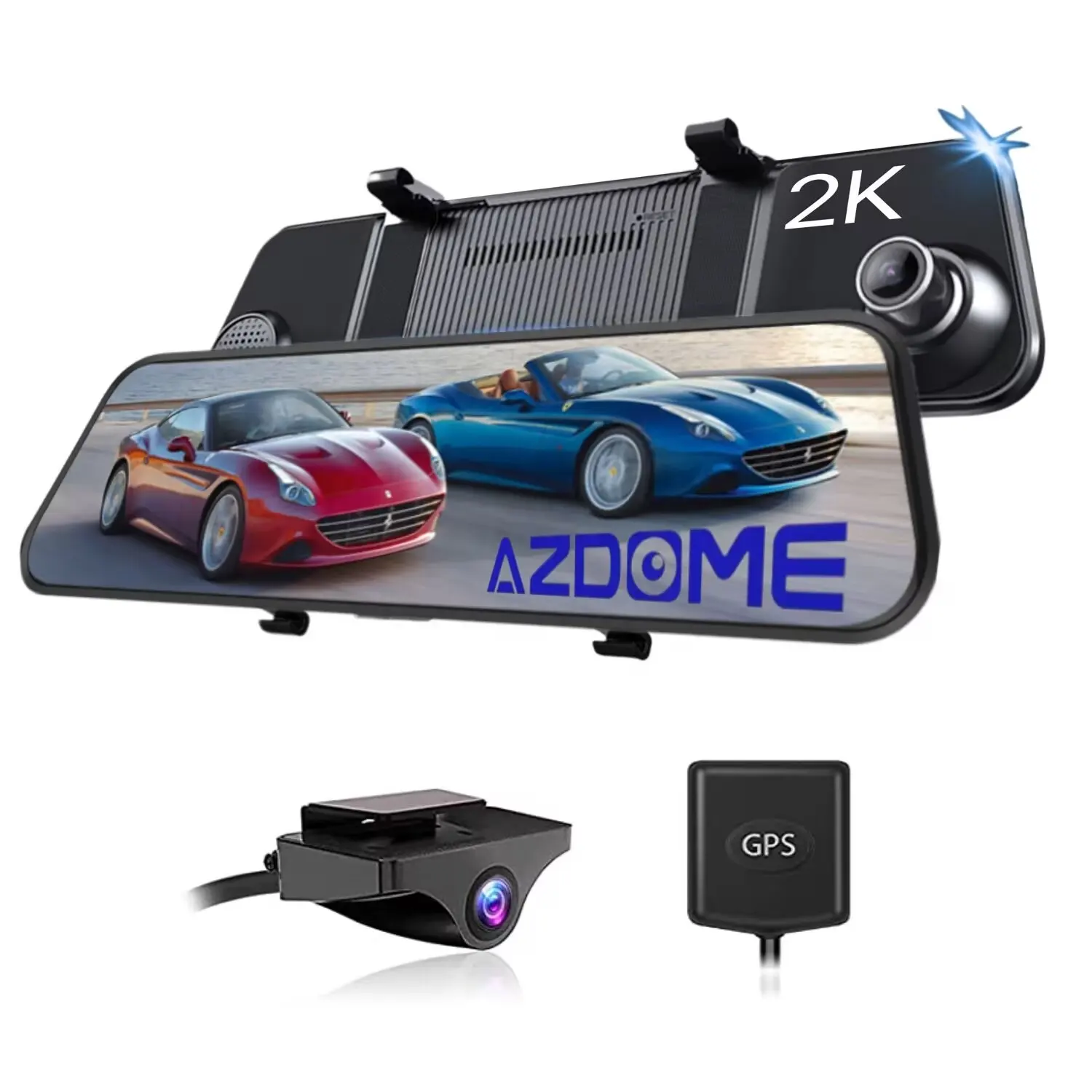 AZDOME PG17 Voiture Miroir DVR GPS 2K Double Caméras 11.8 pouces Écran Tactile Rétroviseur Flux Média Enregistreur Vidéo Vision Nocturne Dash Cam