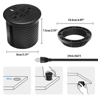 Hub de datos y energía de escritorio empotrable de 80 mm, toma de corriente redonda para muebles, sofá, mesa, con cargador USB A+C
