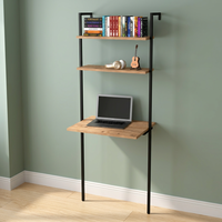 Bureau de travail moderne en métal - Bureau d'ordinateur portable pour la maison, l'étude et l'écriture avec surface en bois