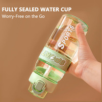 Bouteille d'eau sport en plastique grande capacité 1000 ml, anti-fuite, avec paille intégrée – Design élégant