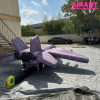 Modèle d'avion de chasse gonflable violet de 5 m avec double queue et double moteur pour exposition d'événements aéronautiques