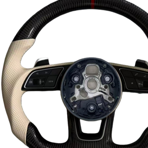 Volant de direction en cuir perforé en fibre de carbone de haute qualité et de fabrication raffinée pour <span class=keywords><strong>Audi</strong></span> S3 8V S4 S5 B9 RS3 RS4 RS5 - Product Image 3