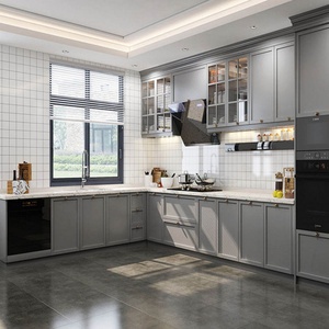 Tengce Custom Pre Assembled Solid Wood Shaker Style Modern <b>Grey</b> Kitchen <b>Cabinets</b> - Product Image 4