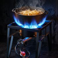 Réchaud portable à gaz propane haute puissance 200K BTU, léger, pour extérieur, avec contrôle de la flamme bleue réglable, en fonte robuste, kit complet
