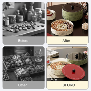 UFORU nampan makanan plastik partisi biskuit piring desain buah kacang kering - Product Image 4