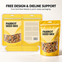 Sachet Doypack Personnalisé pour Aliments pour Oiseaux avec Fermeture Éclair et Fenêtre Transparente pour Graines de Perroquets et Petits Oiseaux OEM Faible MOQ
