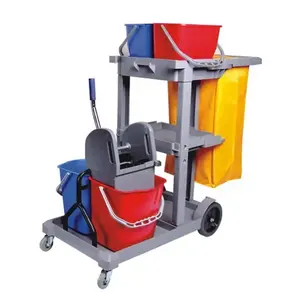 Plastic Janitor Cleaning Cart With 4 Wheels For Hotel Hospital Market