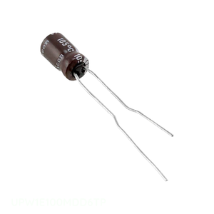 Condensateur à traversée de canal, à montage en surface, en aluminium, 10 µF, 20 %, 25 V, radial, TH 10 µF, UPW1E100MDD6TP - Product Image 1
