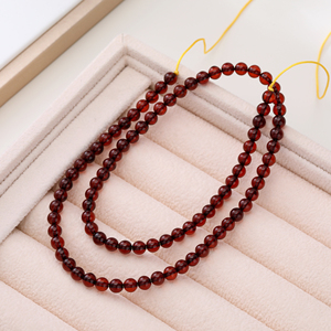 Collar de Ámbar Sanguino Báltico Natural Delicado de 5.1g y 40.5cm, Regalo Religioso, Cuentas Redondas de 4-5mm, Gargantilla Unisex para Uso Diario - Product Image 5
