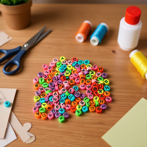 Perline per Artigianato Ilan 4x7mm Multicolore con Lettere 17g - Product Image 2