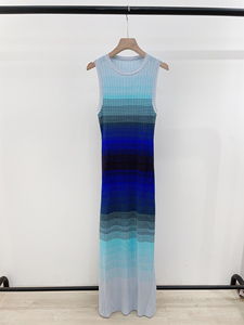 <span class=keywords><strong>Vestido</strong></span> Largo Sin Mangas con Cuello Redondo en Degradado <span class=keywords><strong>Azul</strong></span> Francés, Elegante, de Primavera Temprana, Nueva Colección Ramadán 2026, Siete Colores - Product Image 3