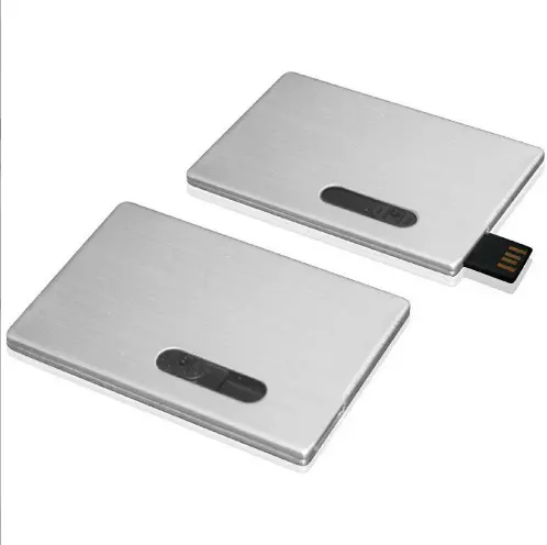 Pen drive de cartão de crédito com cartão de memória USB de metal para presente personalizado 64 MB 128 MB 512 MB 1g 2G 4G 8G 16G