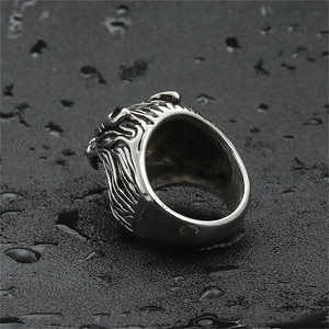 Men's <b>Silver</b> Animal Wolf <b>Ring</b> Stainless Steel Retro Punk Style Jewelry Gift 260136 - Product Image 2