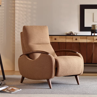 Fauteuil inclinable électrique moderne avec revêtement en tissu, accoudoirs en bois de frêne, siège de détente inclinable électrique pour salon