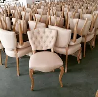 Ресторанный дубовый деревянный каркас во французском стиле, обеденные стулья с обивкой и гвоздями