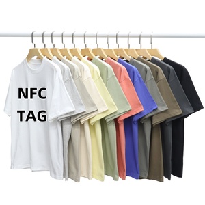 T-shirt à col rond surdimensionné 100% coton Streetwear pour homme Impression personnalisée avec étiquette NFC - Product Image 3