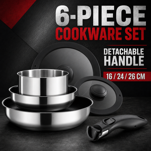 Juego de Ollas y Sartenes Apilables de Acero Inoxidable con Mango Desmontable, Directo de Fábrica, <span class=keywords><strong>para</strong></span> Cocinas Pequeñas, Apartamentos, Dormitorios y Estudios, OEM - Product Image 1