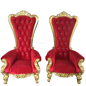 <strong>Red</strong> <strong>Velvet</strong> High Back King Throne <strong>Chairs</strong> - Product Image 1