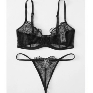Biancheria intima Sexy di vendita calda occidentale Lingerie passione reggiseno trasparente e slip Set biancheria da donna Sexy perizoma a tre punti - Product Image 3