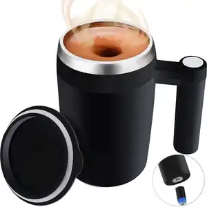 2024 yeni ürün otomatik manyetik öz karıştırma karıştırma kahve fincanı seyahat paslanmaz çelik kahve kapaklı kupa