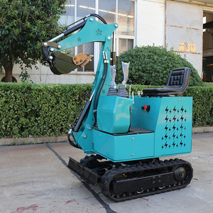 Mini-excavatrice électrique sur chenilles, faible bruit, cabine bleue, machine de terrassement compacte - Product Image 1