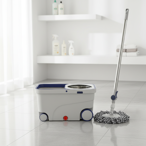 Ensemble serpillière rotative et seau en microfibre à double entraînement avec roues, système de nettoyage essoreur sans lavage à la main - Product Image 4