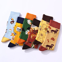 Nouvelles arrivées : chaussettes de sport décontractées pour hommes en coton, motif animal imprimé en 3D, logo jacquard personnalisé, couleurs estivales