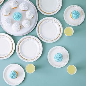 Assiettes jetables modernes en papier pour dîner et dessert, 150 pièces, 50 portions, fournitures de fête argentées pour mariages, anniversaires et autres événements - Product Image 2