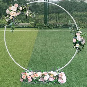 6.6ft Accessoires <span class=keywords><strong>De</strong></span> Mariage <span class=keywords><strong>Blanc</strong></span> <span class=keywords><strong>Or</strong></span> Cerceau Métallique <span class=keywords><strong>Ballon</strong></span> Cercle Boucle Fleur Arc avec Support Décoration Maison Fête - Product Image 4