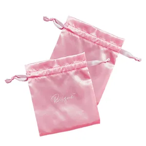 Tas dompet beludru tali serut merah muda kustom perhiasan tas Pooh untuk parfum kosmetik