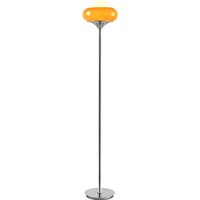 Lampe sur pied verticale moderne et contemporaine Boyid, LED, douille E27, prise européenne, acier inoxydable, hauteur réglable, intensité variable, orange