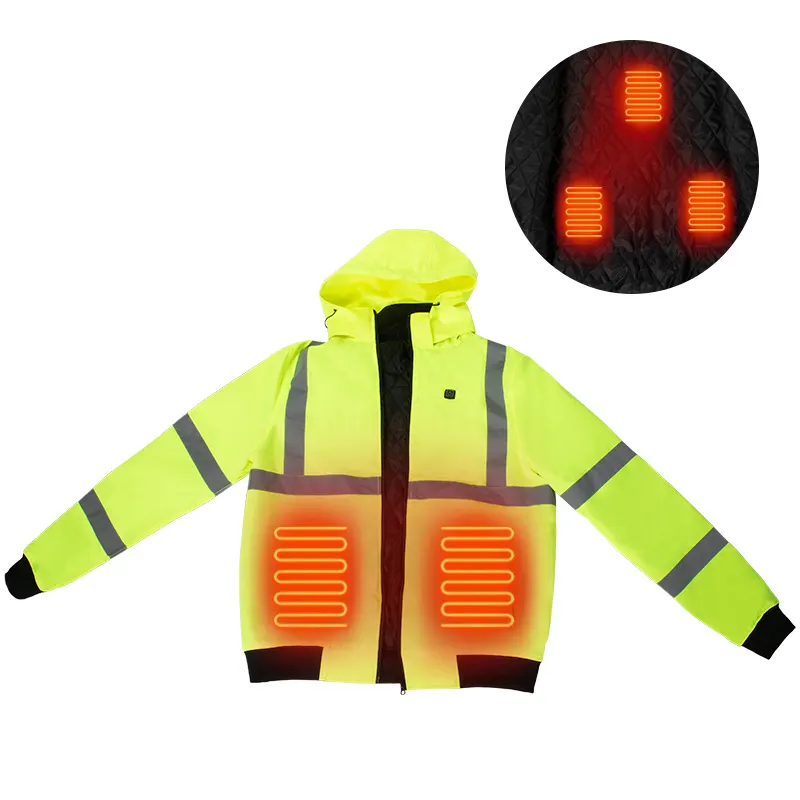 Jaket Hoodie kerja visibilitas tinggi pemanas Pria jaket Softshell pemanas listrik tahan air lapisan panas sendiri aman hangat